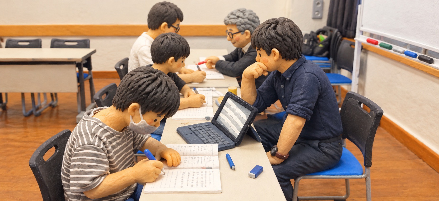 学習支援で勉強する子どもたちと講師